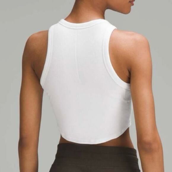 LULULEMON White Ribbed Hold Tight Cropped Soft Lightweight Tank Top Size 12 - Picture 11 of 11